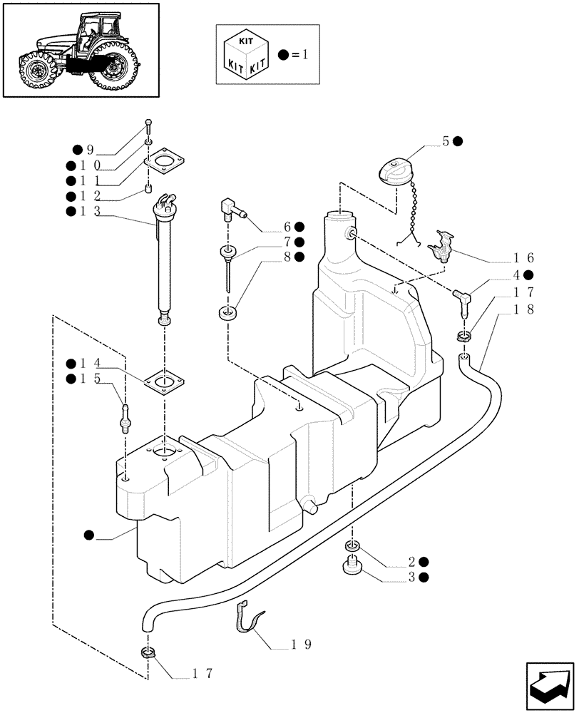 Схема запчастей Case IH JX1090U - (1.14.0[01A]) - FUEL TANK AND RELATED PARTS - D5657 (02) - ENGINE EQUIPMENT