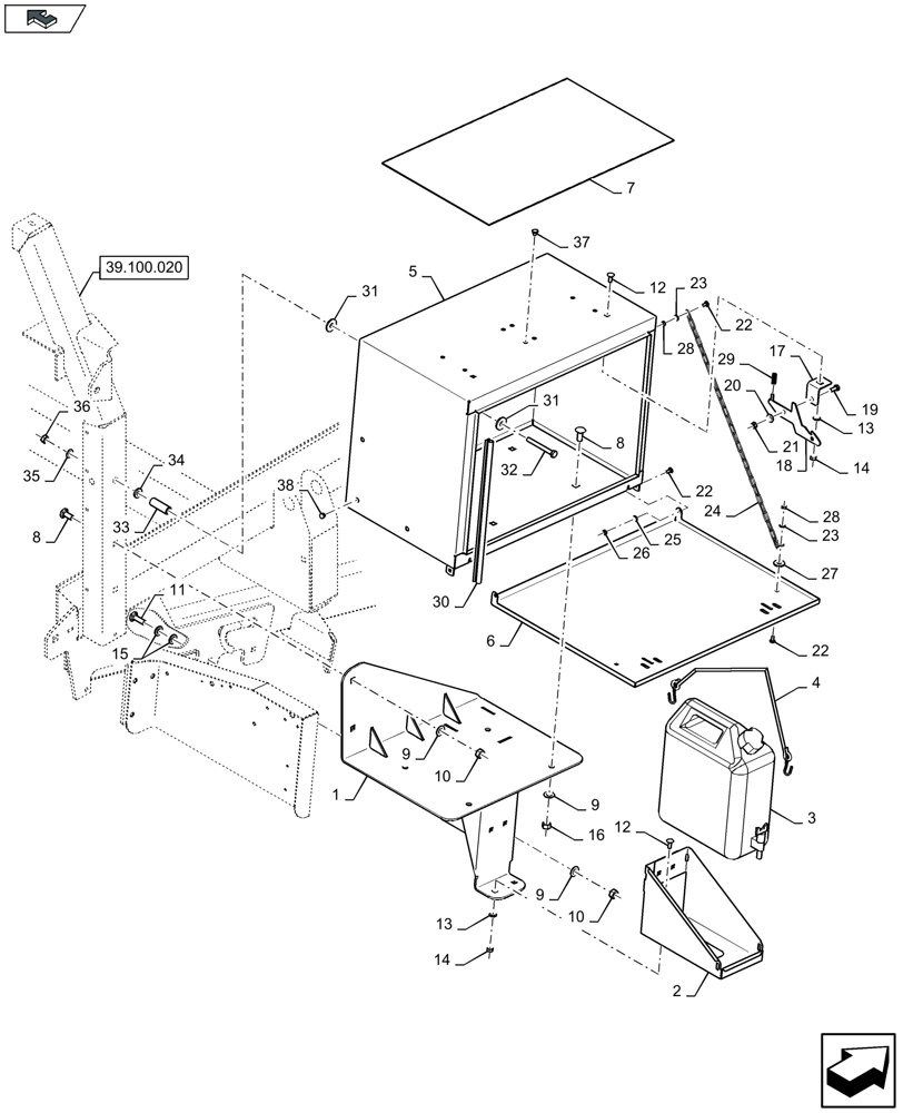 Схема запчастей Case IH LB324P - (05.102.020) - HANDS CLEANING DEVICE AND STORAGE BOX (05) - SERVICE & MAINTENANCE