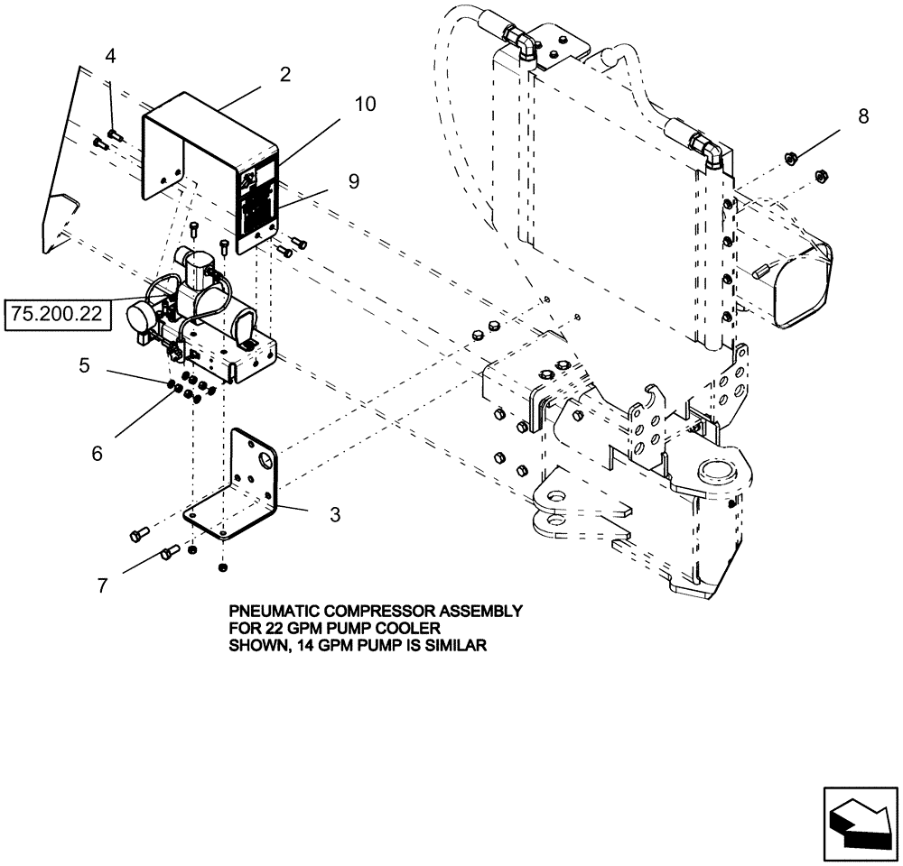 Схема запчастей Case IH 1250 - (75.200.20) - PNEUMATIC DOWN PRESSURE - AIR PUMP ASSEMBLY - PTO MOUNTED (75) - SOIL PREPARATION