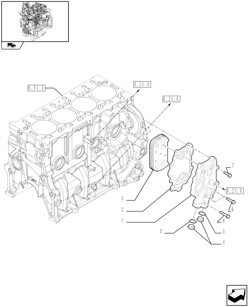 Схема запчастей Case IH FARMALL 60 - (0.31.0) - HEAT EXCHANGER (01) - ENGINE