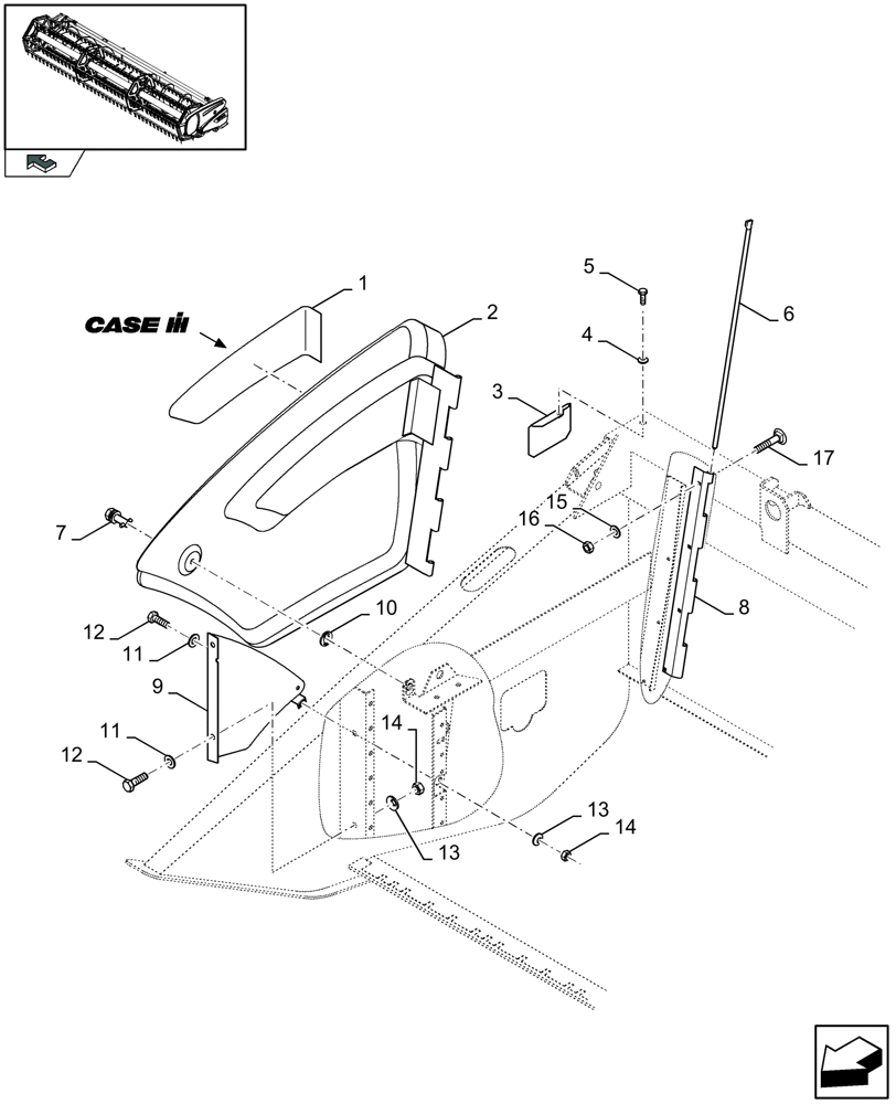 Схема запчастей Case IH 2050 - (20.05[01]) - SHIELDS, RH (20) - HEADER