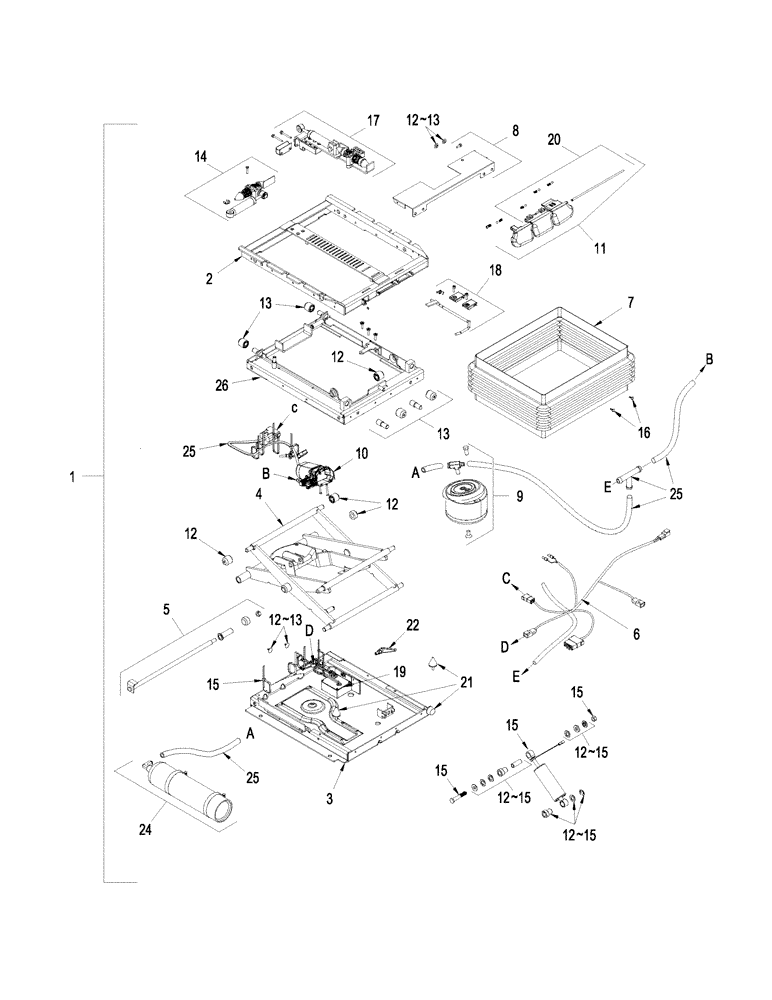 Схема запчастей Case IH STEIGER 335 - (09-26) - POSITIVE RESPONSE SUSPENSION ASSEMBLY - SEAT (09) - CHASSIS