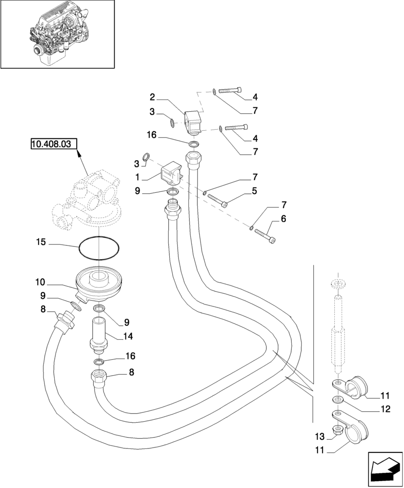 Схема запчастей Case IH 8010 - (10.304.04[04]) - REMOTE ENGINE OIL FILTER LUBE LINES - 8010/9010 (10) - ENGINE