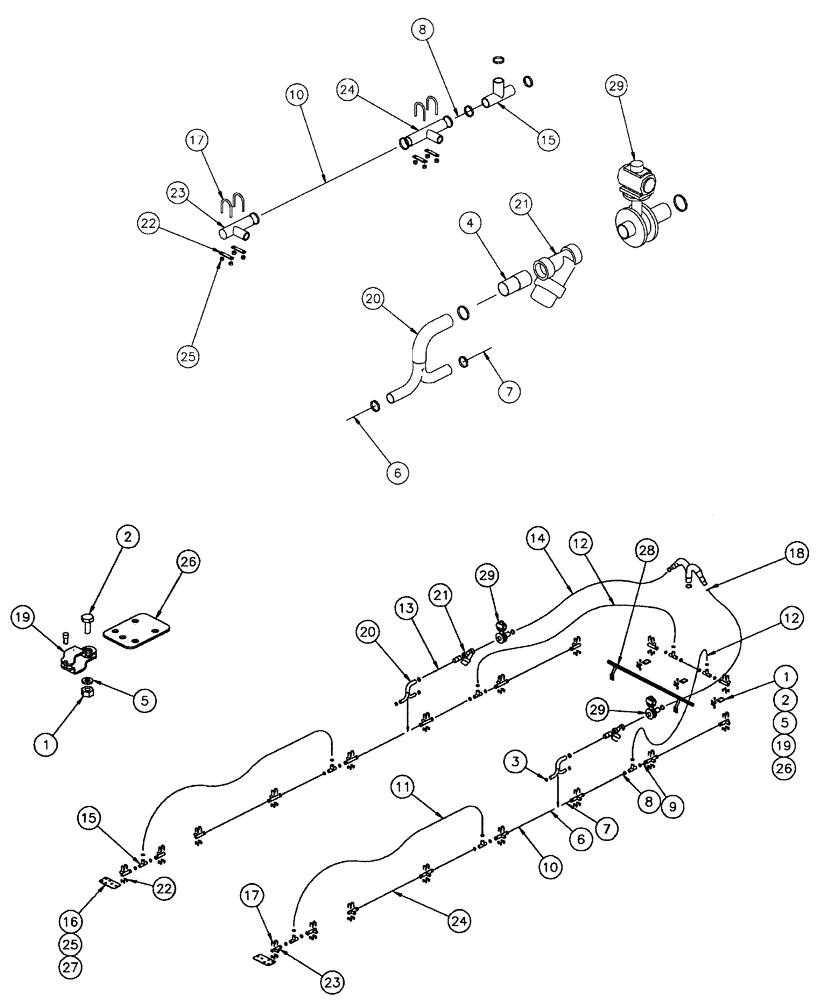 Схема запчастей Case IH FLX610 - (05-040) - NOZZLE CIRCUIT, 70 BOOM, 5 SECTION, 30" SPACING Liquid Plumbing