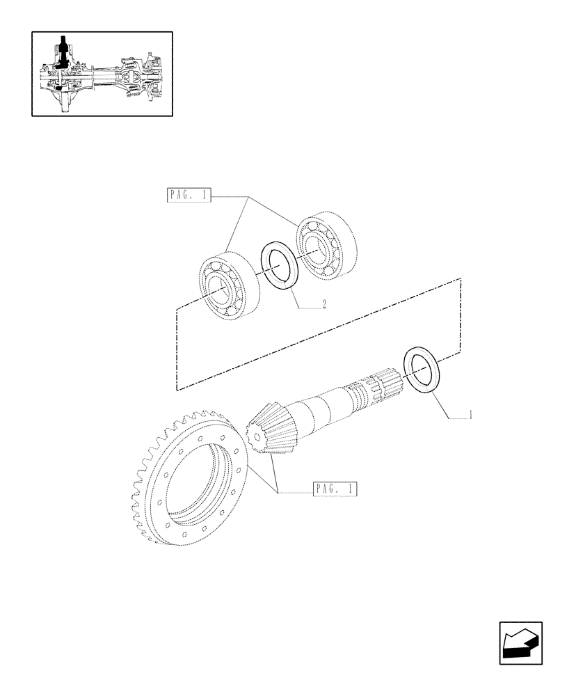 Схема запчастей Case IH MXU100 - (1.40.2/06[02]) - (VAR.301/1-358/1) 4WD FRONT AXLE WITH SUSPENSIONS AND TERRALOCK - BEVEL GEAR PAIR (04) - FRONT AXLE & STEERING