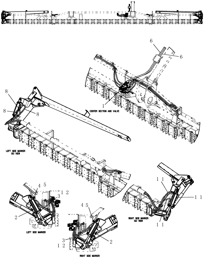 Схема запчастей Case IH 1200PT - (A.10.A[44]) - LAYOUT HYD HOSES MARKERS 16/31 ROW (BSN CBJ022251) A - Distribution Systems