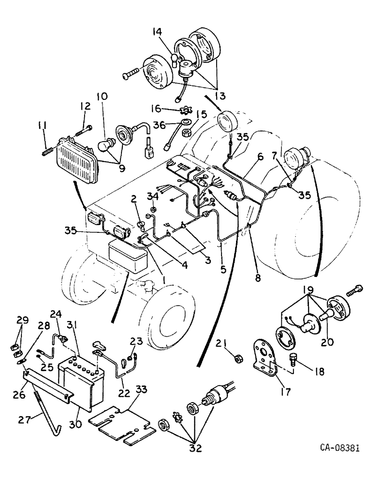 Схема запчастей Case IH 254 - (08-04) - ELECTRICAL, ELECTRICAL WIRING AND BATTERY, 244 AND 254 (06) - ELECTRICAL