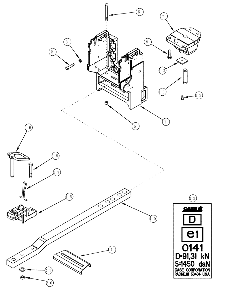 Схема запчастей Case IH MX220 - (09-47) - DRAWBAR HAMMERSTRAP, EUROPE ONLY (09) - CHASSIS/ATTACHMENTS