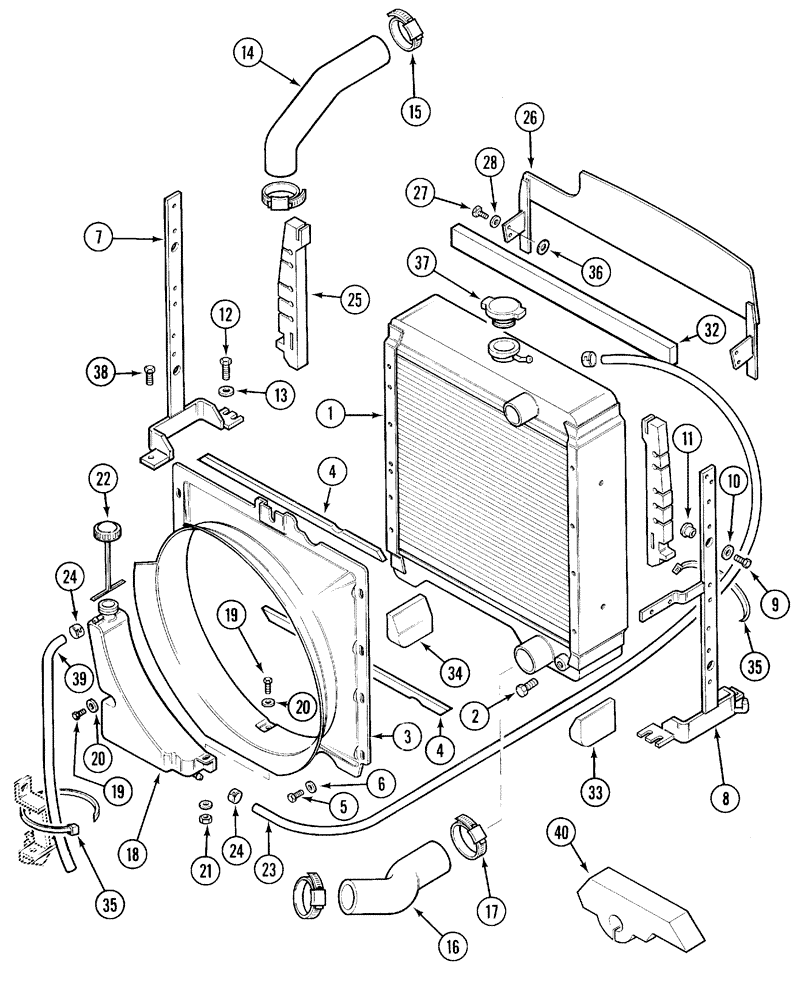 Схема запчастей Case IH 5120 - (2-02) - RADIATOR AND CONNECTIONS (02) - ENGINE