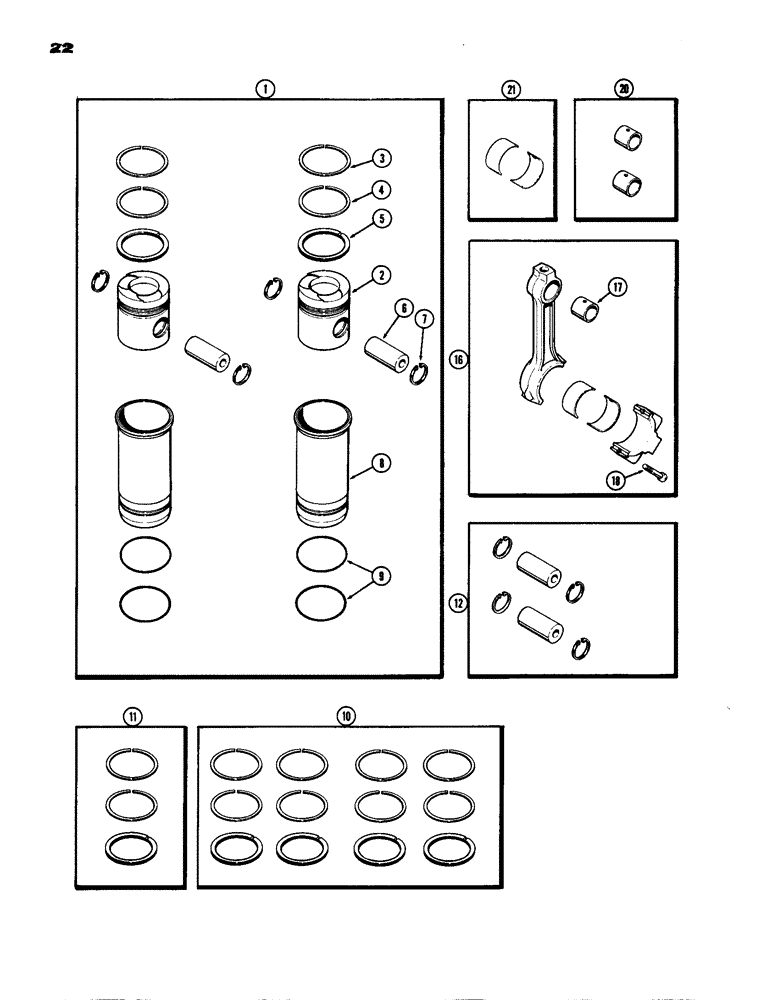 Схема запчастей Case IH 770 - (022) - PISTON ASSEMBLY AND CONNECTING RODS, (267B) DIESEL ENGINE (02) - ENGINE