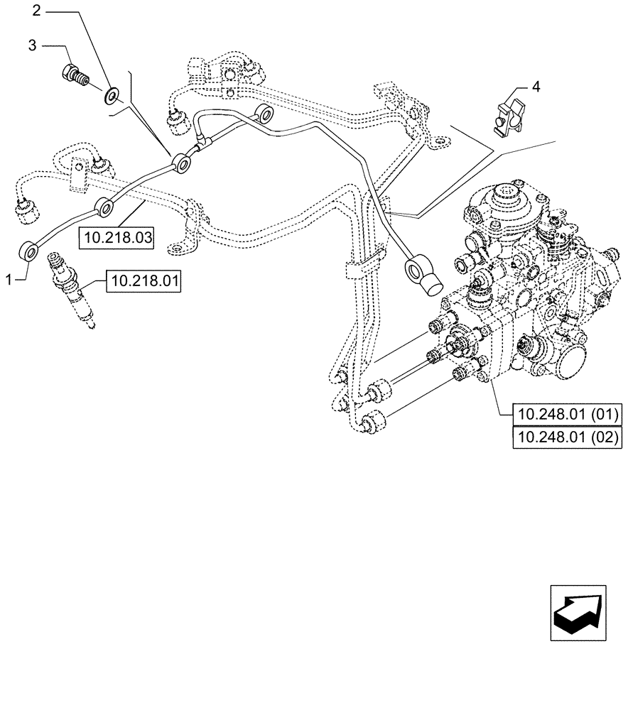Схема запчастей Case IH P85 - (10.218.04) - INJECTION EQUIPMENT - PIPING (10) - ENGINE