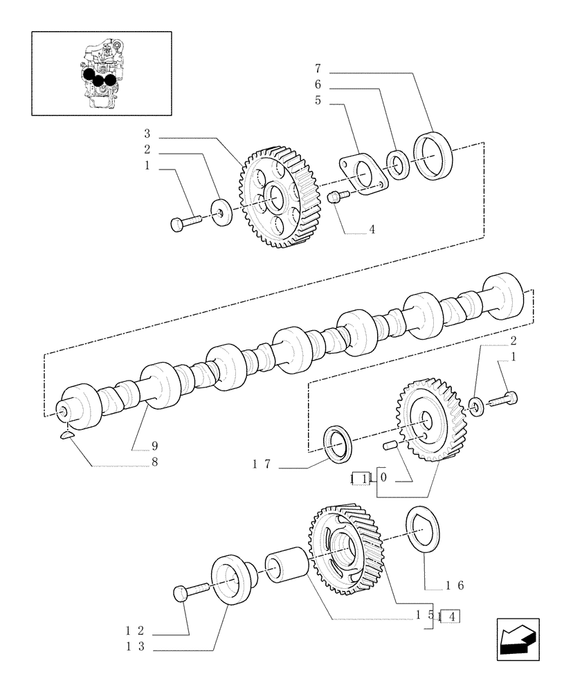 Схема запчастей Case IH MXM140 - (0.12.0) - CAM DRIVE GEARS (01) - ENGINE