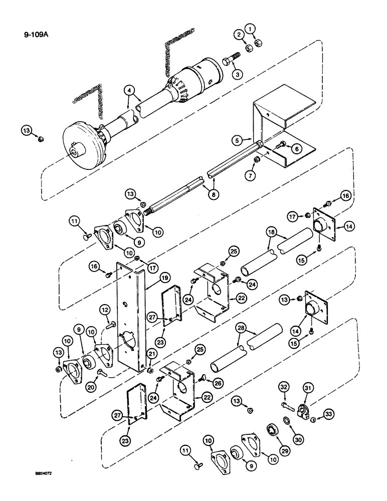 Схема запчастей Case IH 1010 - (9-109A) - AUGER JACKSHAFT DRIVE, MOUNTED ON RIGHT-HAND SIDE OF HEADER, 30.0 FOOT HEADER (58) - ATTACHMENTS/HEADERS