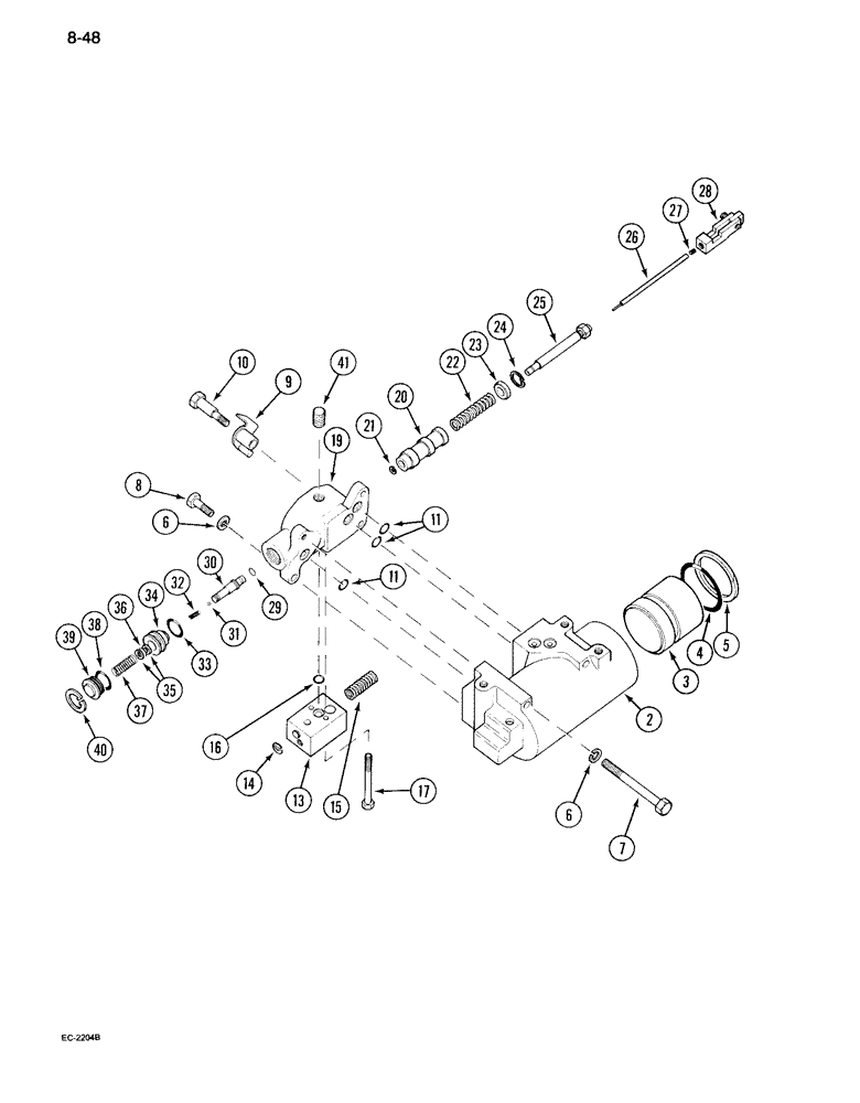 Схема запчастей Case IH 995 - (8-48) - DRAFT CONTROL, CYLINDER AND VALVE ASSEMBLY (08) - HYDRAULICS