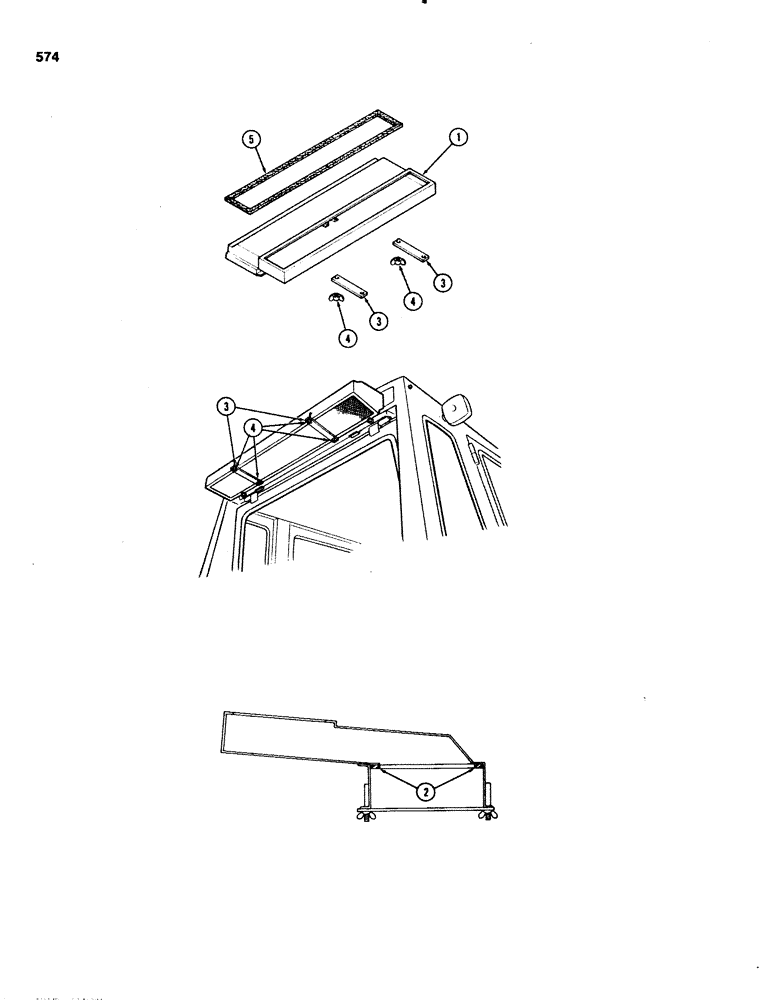 Схема запчастей Case IH 1070 - (0574) - CAB, AIR FILTER, 1ST USED CAB SERIAL NUMBER 7800701 (09) - CHASSIS/ATTACHMENTS