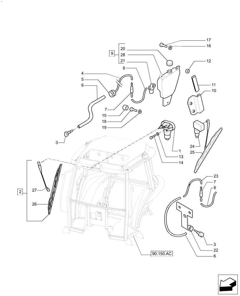 Схема запчастей Case IH FARMALL 110A - (55.518.AI) - WINDSHIELD WIPER, FRONT & REAR (55) - ELECTRICAL SYSTEMS