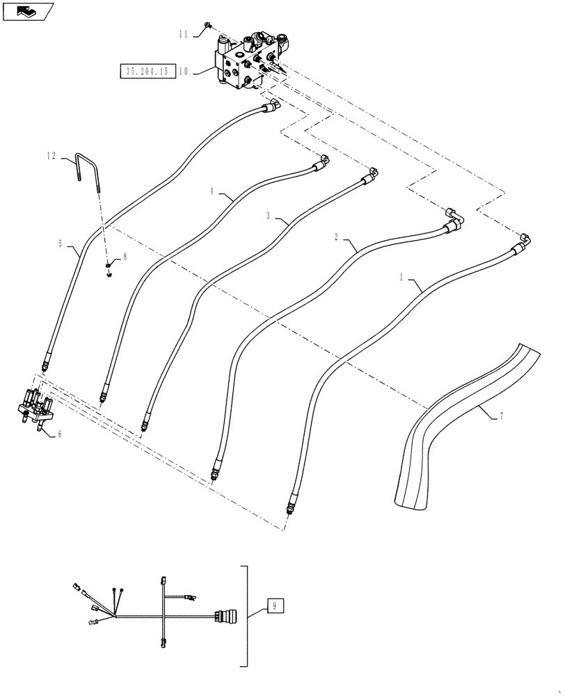 Схема запчастей Case IH 7130 - (35.204.13) - HYDRAULICS-FEEDER COUPLER/FIXED FEEDER (35) - HYDRAULIC SYSTEMS