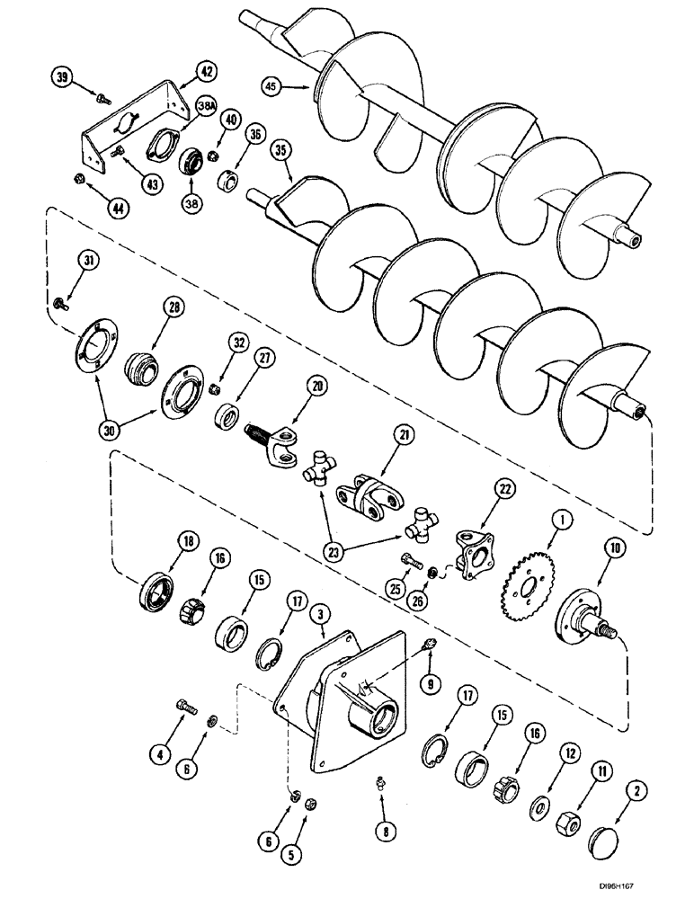 Схема запчастей Case IH 2166 - (9D-24) - INCLINED DELIVERY AUGER (16) - GRAIN ELEVATORS & AUGERS