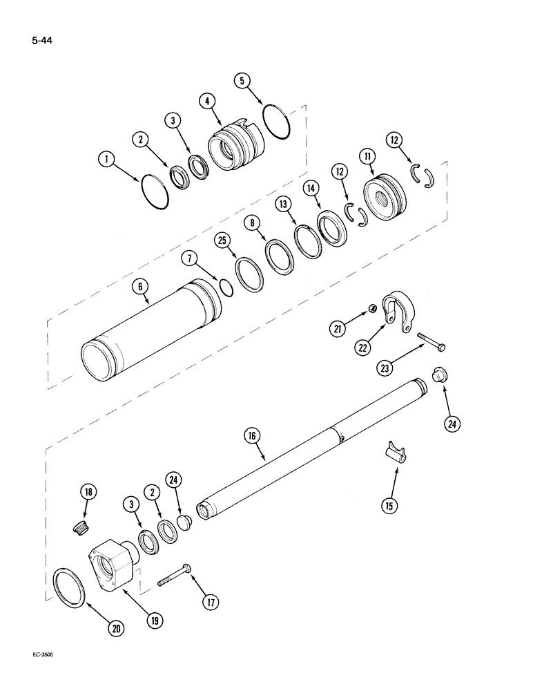 Схема запчастей Case IH 395 - (5-044) - MECHANICAL FRONT DRIVE "ZF", STEERING CYLINDER (05) - STEERING