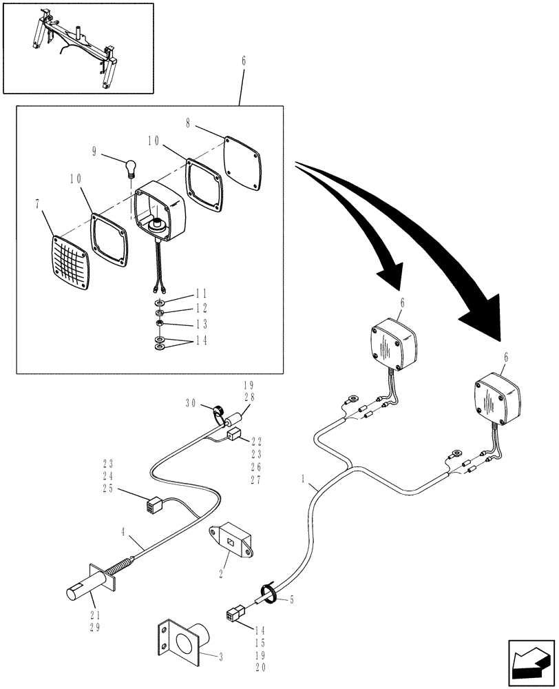 Схема запчастей Case IH SC101 - (55.404.02) - SQUARE TAIL LIGHTS & WIRING (55) - ELECTRICAL SYSTEMS
