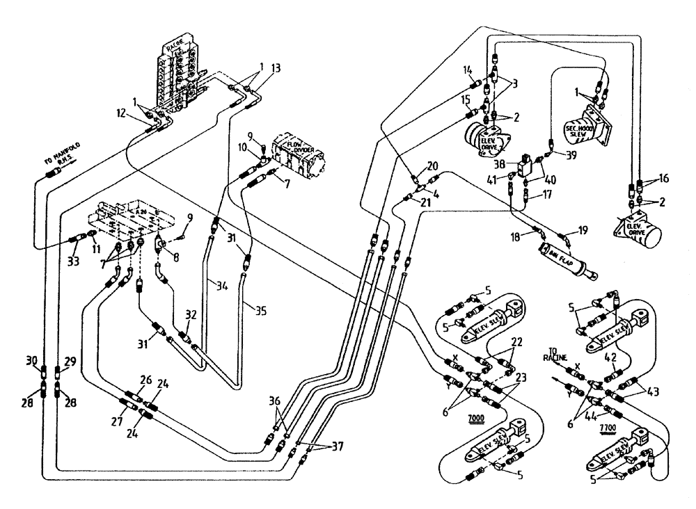 Схема запчастей Case IH 7700 - (B06[00A]) - HYDRAULIC CIRCUIT {ELEVATOR} Hydraulic Components & Circuits