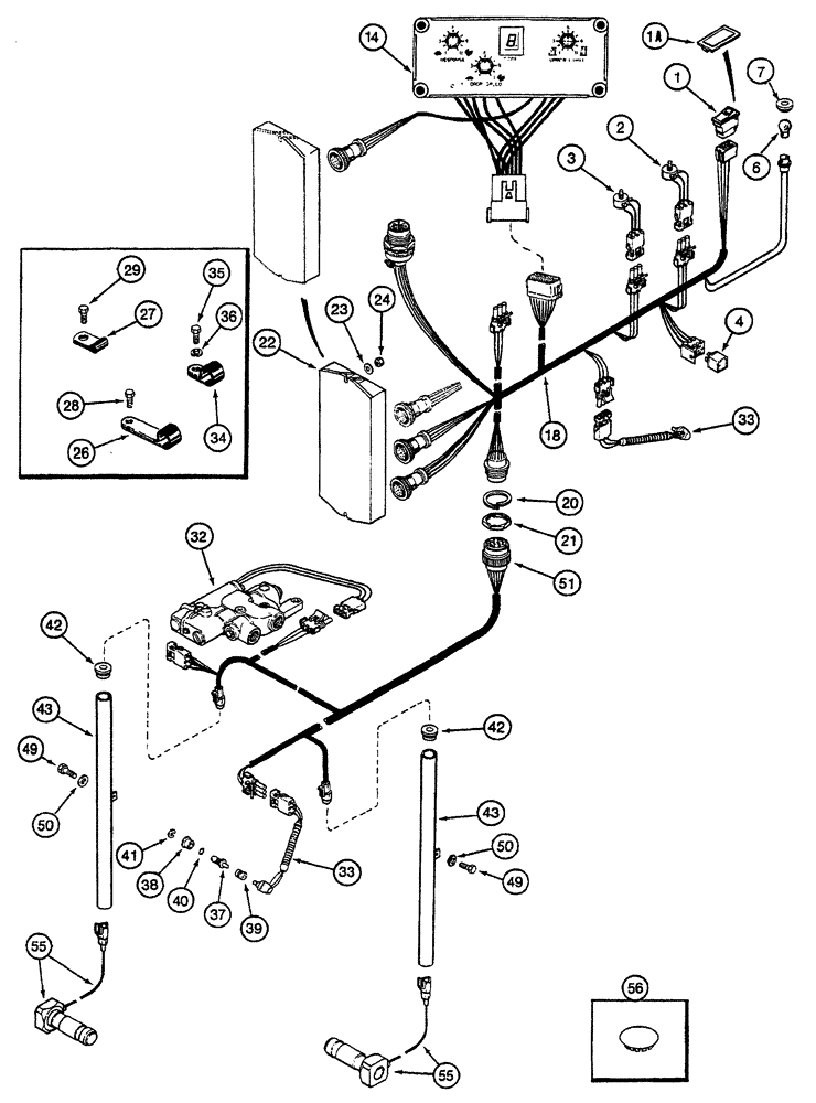 Схема запчастей Case IH 7230 - (4-018) - HITCH CONTROL HARNESSES (04) - ELECTRICAL SYSTEMS