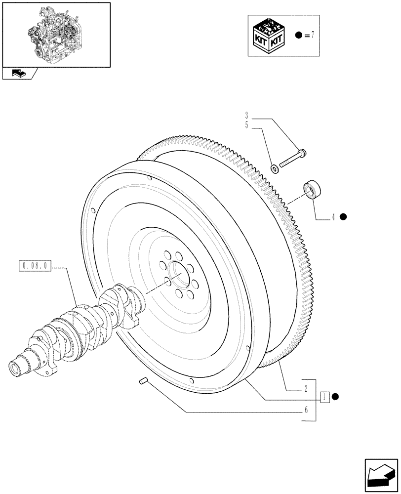Схема запчастей Case IH FARMALL 60 - (0.08.3) - FLYWHEEL (01) - ENGINE