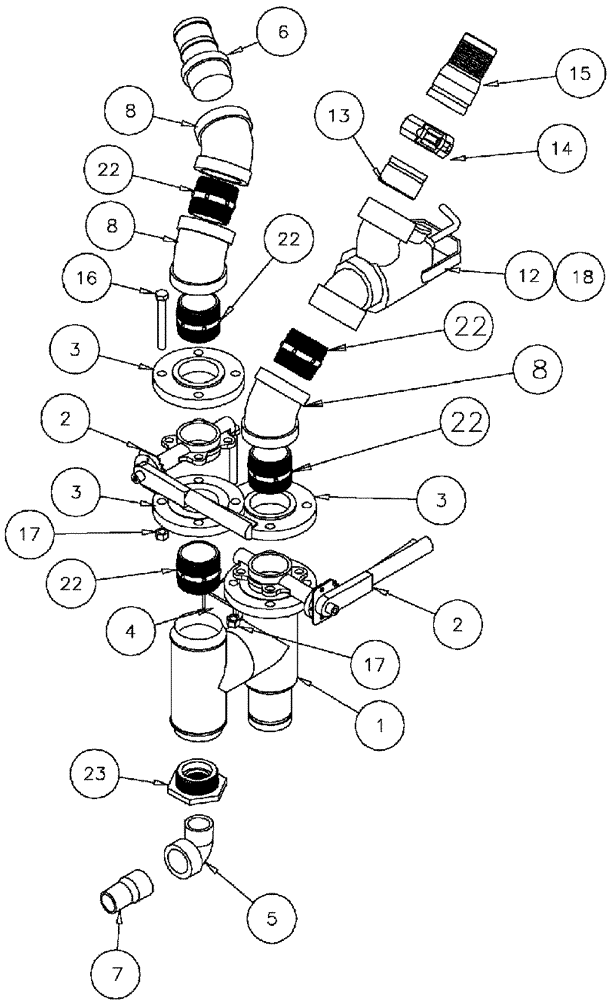 Схема запчастей Case IH 610 - (05-043) - PRESSURE MANIFOLD Liquid Plumbing