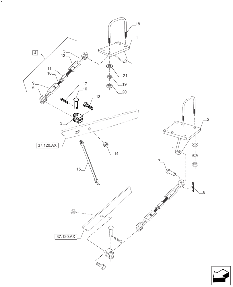 Схема запчастей Case IH FARMALL 110A - (37.120.AF[02]) - CHAIN - STABILIZER SECTION (37) - HITCHES, DRAWBARS & IMPLEMENT COUPLINGS