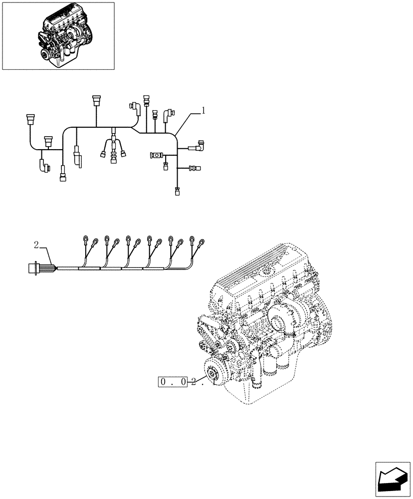 Схема запчастей Case IH STEIGER 435 - (02-77) - HARNESS - ENGINE ELECTRIC, STEIGER 385 / 435 (02) - ENGINE