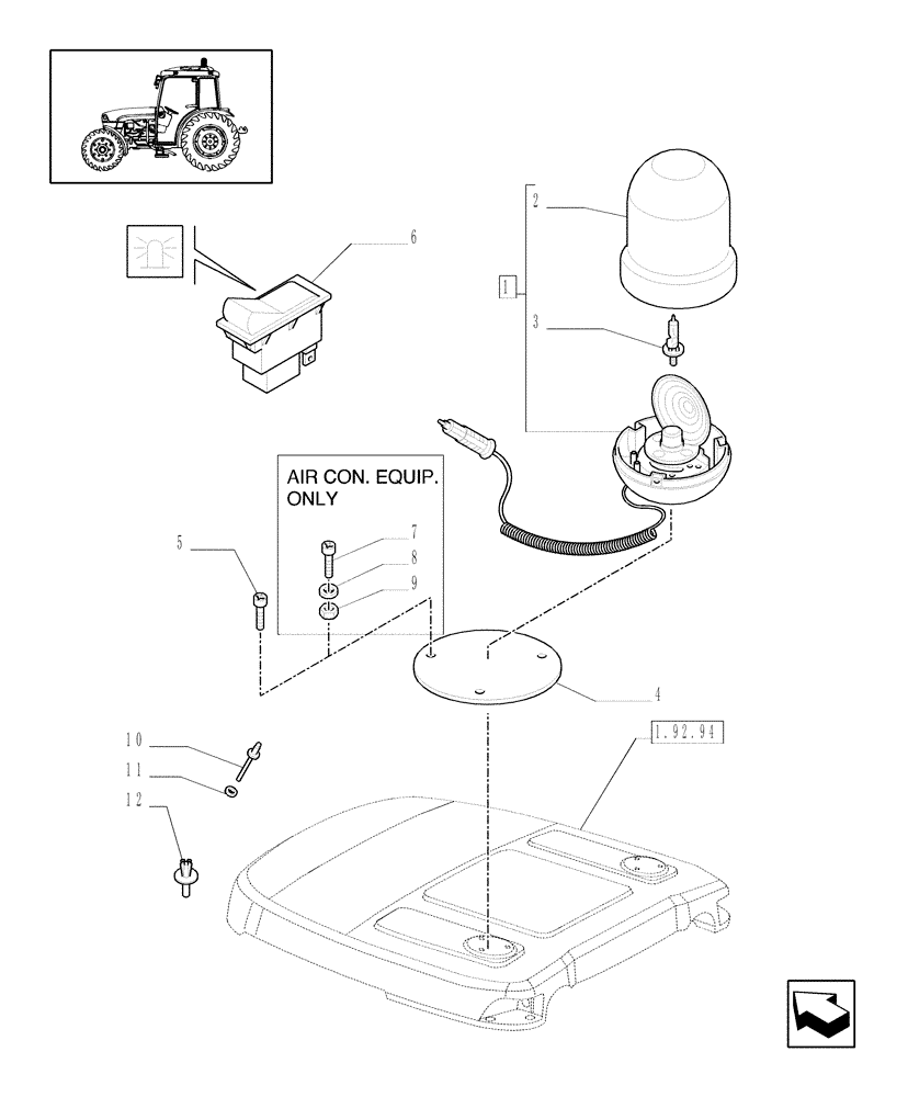 Схема запчастей Case IH JX1095C - (710762020) - (DIA KIT) ROTATING BEACON (18) - VARIATIONS