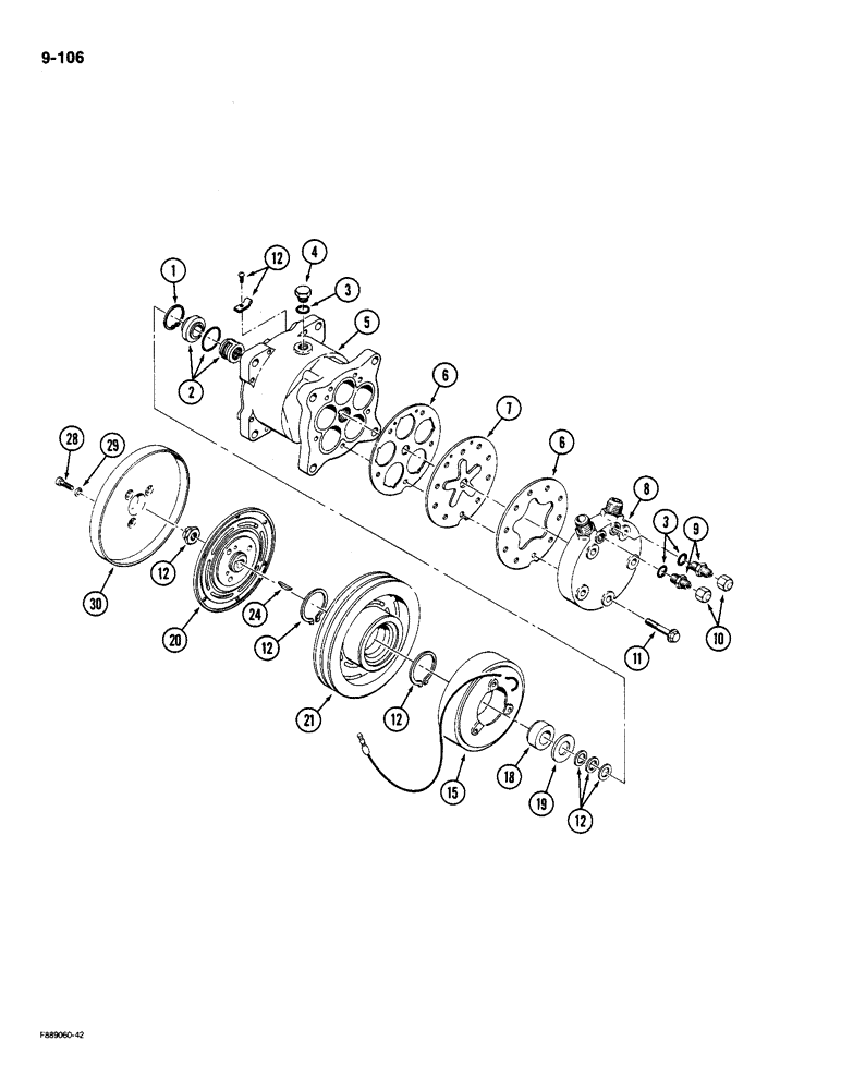 Схема запчастей Case IH 9180 - (9-106) - AIR CONDITIONING COMPRESSOR ASSEMBLY (09) - CHASSIS/ATTACHMENTS