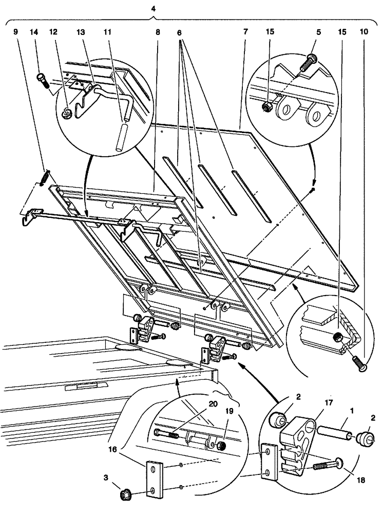 Схема запчастей Case IH SCOUT XL - (90.110.02) - TILT BED, HINGE, AND LATCH (90) - PLATFORM, CAB, BODYWORK AND DECALS