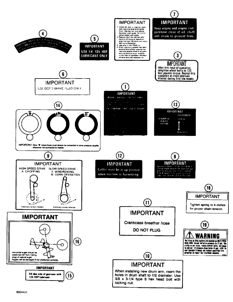 Схема запчастей Case IH 1688 - (9H-36) - DECALS, IMPORTANT INSTRUCTIONS (12) - CHASSIS