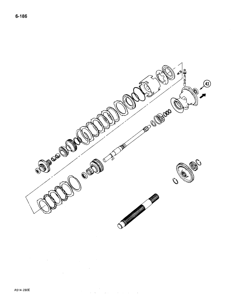 Схема запчастей Case IH 385 - (6-186) - TWO SPEED POWER SHIFT, TRACTORS P.I.N. 18001 AND AFTER (06) - POWER TRAIN