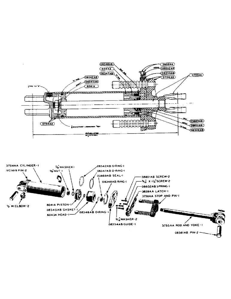 Схема запчастей Case IH SO-SERIES - (155) - HYDRAULIC SINGLE AND DUAL CONTROL UNIT PORTABLE CYLINDER ASSEMBLY, 3-1/4 INCH X 8 INCH (08) - HYDRAULICS