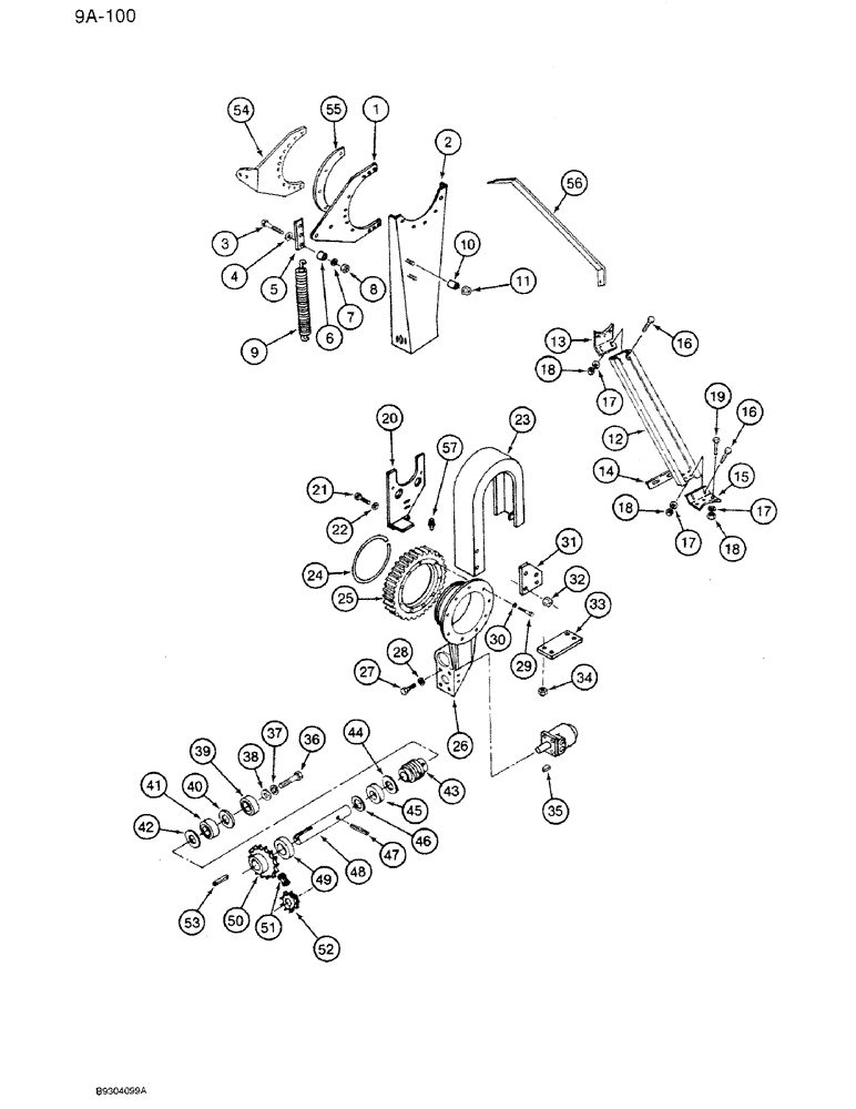 Схема запчастей Case IH 1250 - (9A-100) - DISCHARGE AUGER, WITH HYDRAULIC CONTROL, HYDRAULIC LIFT, 1350 MACHINES (09) - CHASSIS ATTACHMENTS