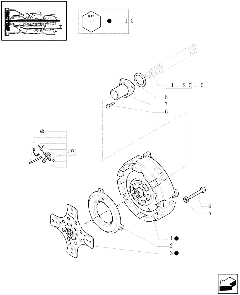 Схема запчастей Case IH JX1085C - (1.25.0/05[01A]) - (VAR.275-275/1) 32X16 (30KM/H) TRANSM. W/HI-LO & POWER SHUTTLE, W/OIL COOLER FOR CAB - CLUTCH - D5949 (03) - TRANSMISSION
