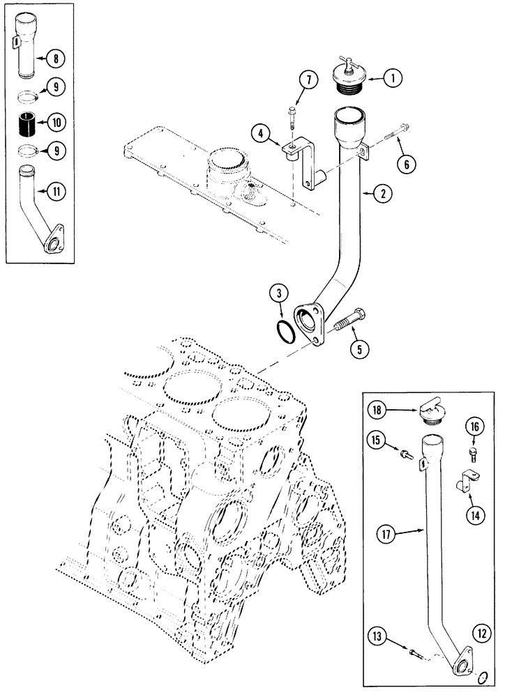 Схема запчастей Case IH 5140 - (2-062) - ENGINE OIL FILLER, 6T-590 ENGINE, TURBOCHARGED, 5140/5240 AND 5250 TRACTOR (02) - ENGINE