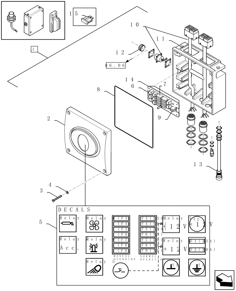 Схема запчастей Case IH LBX331P - (06.01A[01]) - CONTROL BOX (06) - ELECTRICAL SYSTEMS