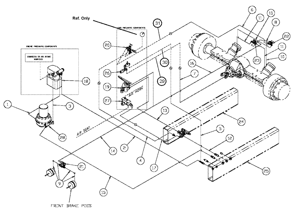 Схема запчастей Case IH FLX4330 - (07-001) - PNEUMATIC ASSEMBLY Pneumatics