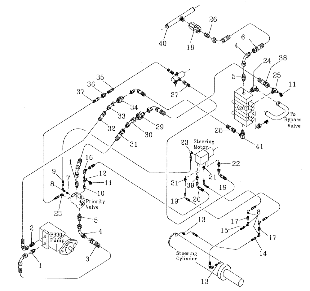 Схема запчастей Case IH AUSTOFT - (B05-03) - HYDRAULIC CIRCUIT (STEERING) Hydraulic Components & Circuits