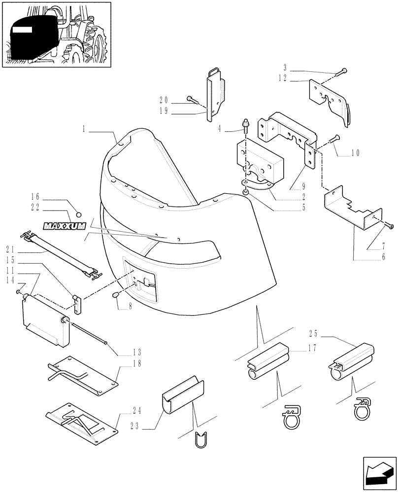Схема запчастей Case IH MXU115 - (1.83.0[02]) - HOOD (08) - SHEET METAL