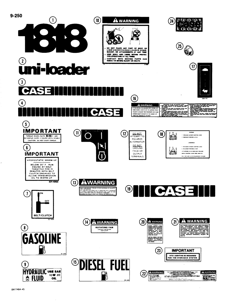 Схема запчастей Case IH 1818 - (9-250) - DECALS - GERMAN (09) - CHASSIS/ATTACHMENTS