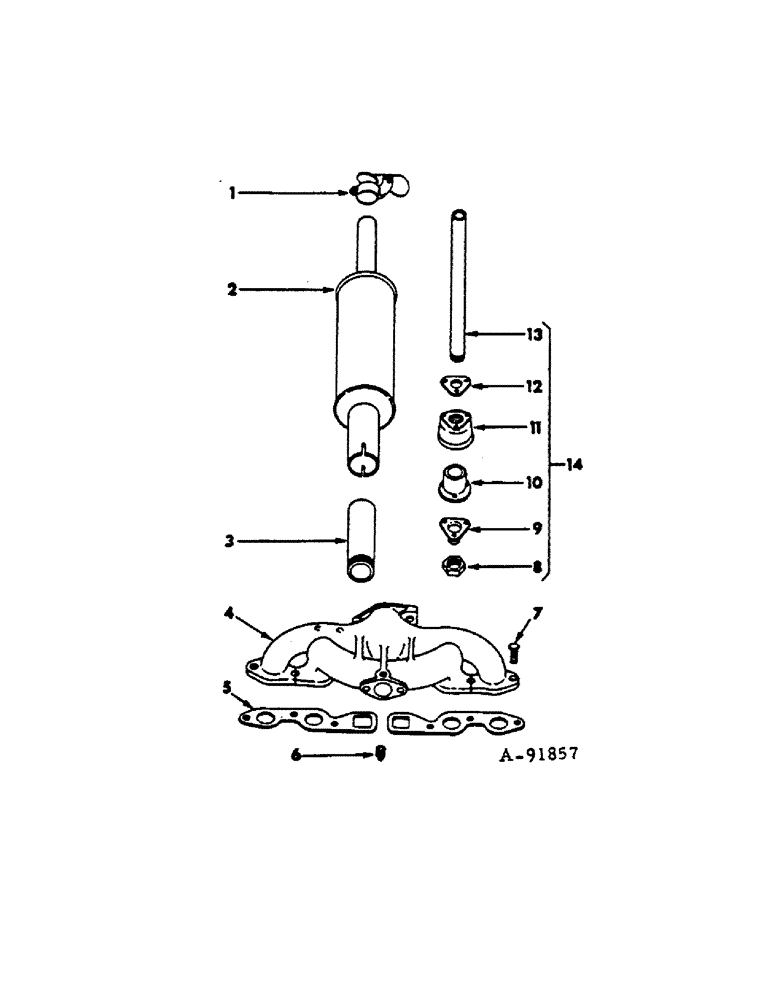 Схема запчастей Case IH C-123 - (B-53) - EXHAUST SYSTEM, VERTICAL TYPE, T-4 CRAWLER TRACTORS 