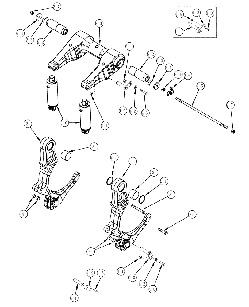 Схема запчастей Case IH MX200 - (09-48) - HITCH SUPPORTS ROCKSHAFT (09) - CHASSIS/ATTACHMENTS