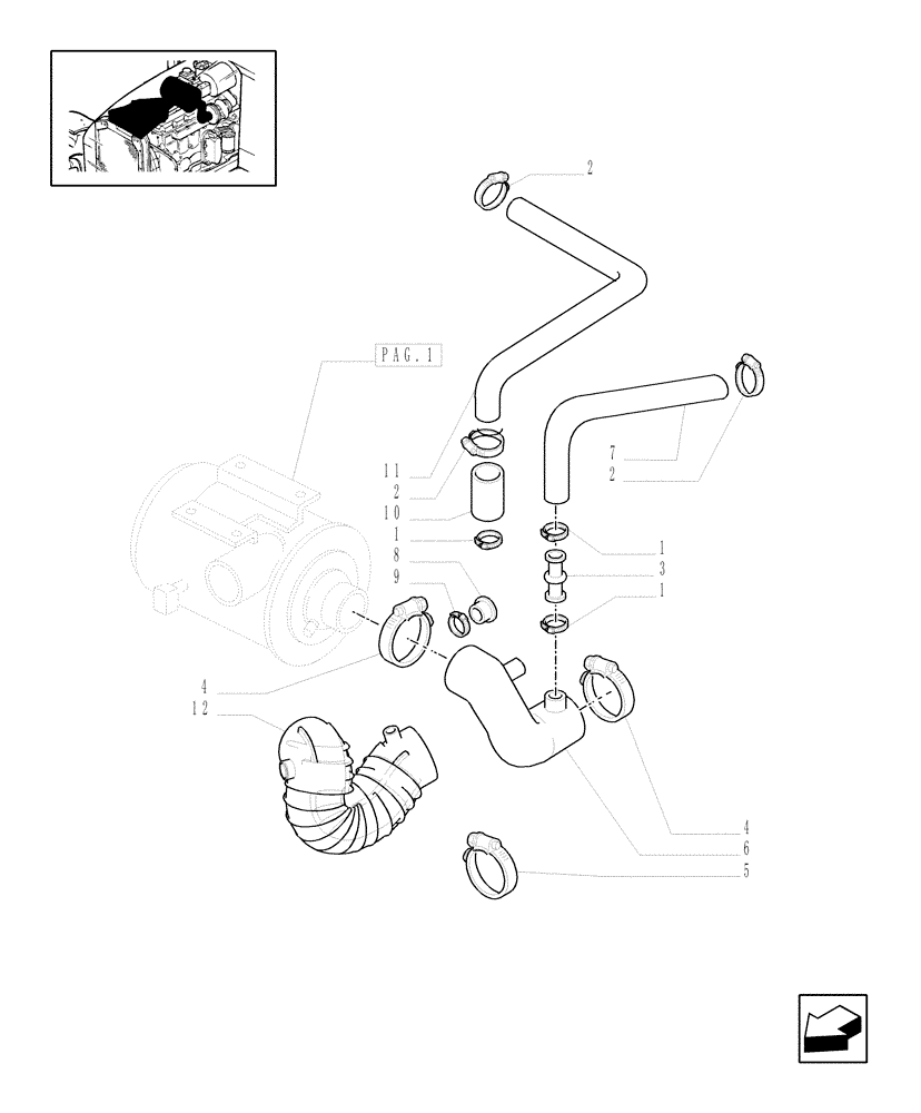 Схема запчастей Case IH MXM120 - (1.19.1[02]) - DRY AIR FILTER - PIPES (02) - ENGINE EQUIPMENT