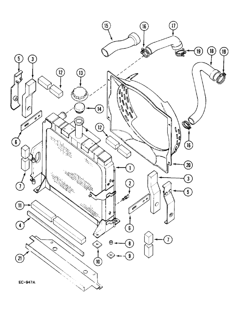 Схема запчастей Case IH 248 - (2-016) - RADIATOR AND CONNECTIONS (02) - ENGINE