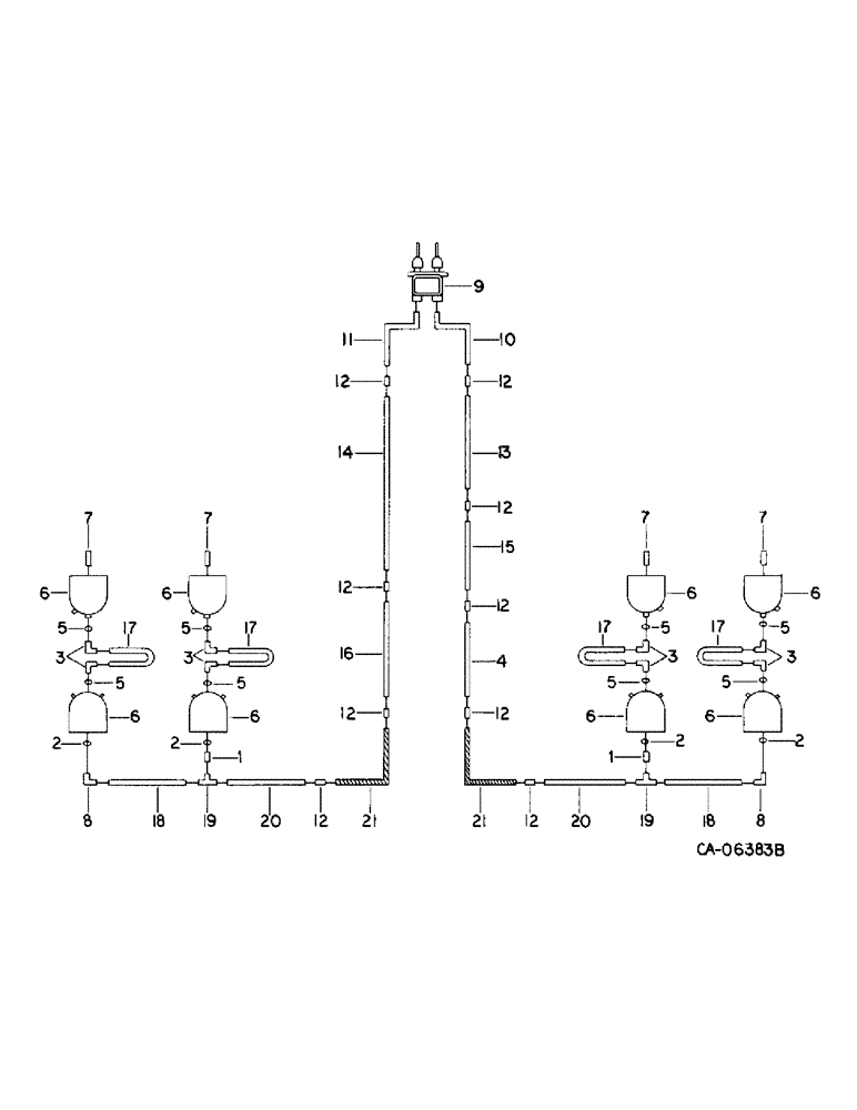Схема запчастей Case IH 1470 - (10-26) - HYDRAULICS, HYDRAULIC DIAGRAM, MAIN FRONT DISC BRAKES (07) - HYDRAULICS