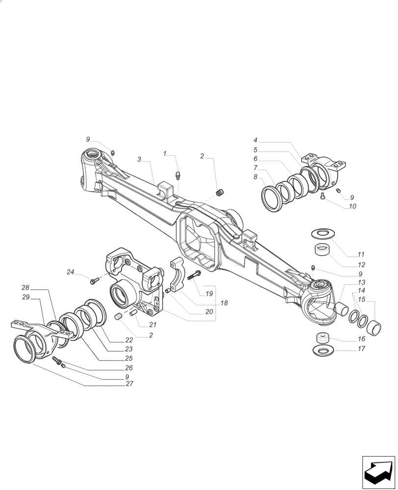 Схема запчастей Case IH FARMALL 110A - (25.301.AB) - AXLE HOUSING - FRONT AXLE 4WD - AXLE REF. # 149749 - STANDARD DUTY (108 & 118 HP) (25) - FRONT AXLE SYSTEM